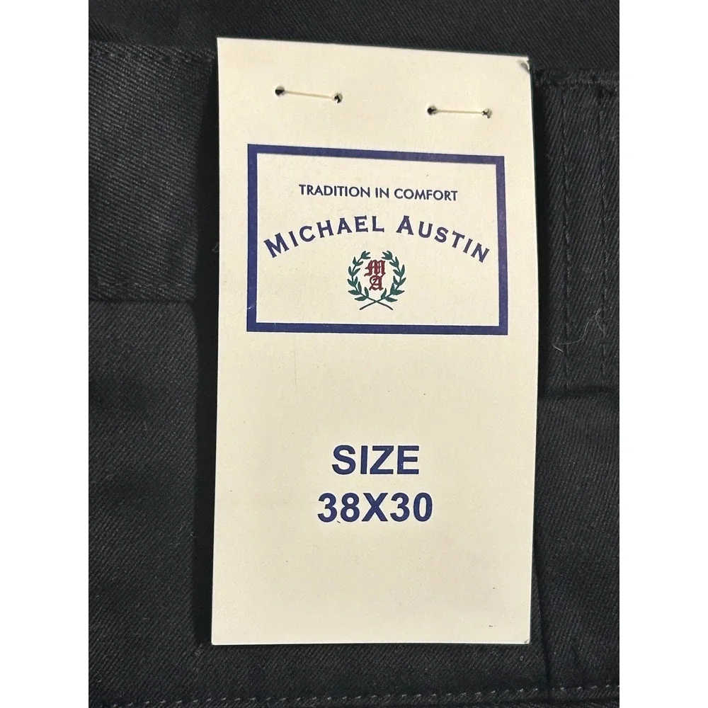 Michael Austin Mens Black‎ Flat Front Classic Fit Dress Pants Size 38x30